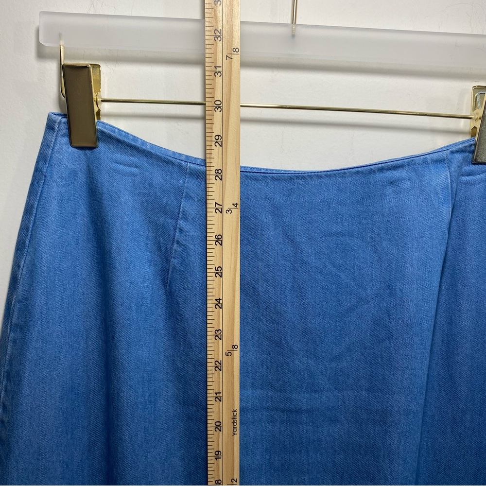Pendleton Chambray Maxi Skirt Womens 12 Blue Embroidered Floral Cottagecore Boho - Picture 8 of 10